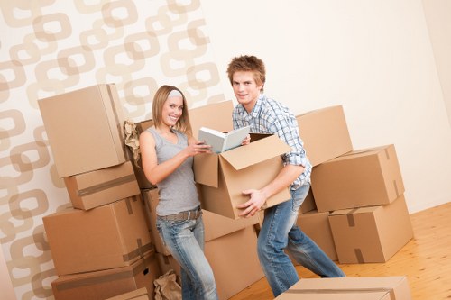 Furniture and boxes being loaded for a Swiss Cottage relocation
